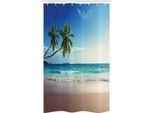 Abakuhaus Tenda Da Doccia Stretta, Scenic Island View Alberi, Set Decorativo Per Bagno In Tessuto Con Ganci, 120 X 180 Cm, Marrone Chiaro Verde Blu