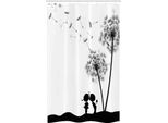Abakuhaus Nero E Bianco Tenda Da Doccia Stretta, Ragazzo E Ragazza, Set Decorativo Per Bagno In Tessuto Con Ganci, 120 X 180 Cm, Grigio Antracite Bianco