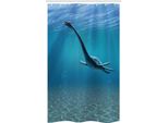 Abakuhaus Tenda Da Doccia Stretta Blu, Dinosauri Acquatici, Set Decorativo Per Bagno In Tessuto Con Ganci, 120 X 180 Cm, Blu
