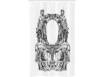 Abakuhaus Vittoriano Tenda Da Doccia Stretta, Corona Barocca, Set Decorativo Per Bagno In Tessuto Con Ganci, 120 X 180 Cm, Bianco Nero