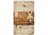 Abakuhaus Tenda Da Doccia Stretta, Tavoletta Rustica Con Conchiglie, Set Decorativo Per Bagno In Tessuto Con Ganci, 120 X 180 Cm, Multicolore