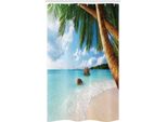 Abakuhaus Tenda Da Doccia Stretta, Palma Esotica Oceano, Set Decorativo Per Bagno In Tessuto Con Ganci, 120 X 180 Cm, Multicolore