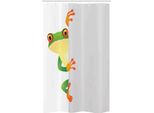 Abakuhaus Africano Tenda Da Doccia Stretta, Frog Prince Reptiles, Set Decorativo Per Bagno In Tessuto Con Ganci, 120 X 180 Cm, Verde Giallo Arancione