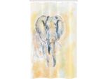 Abakuhaus Tenda Da Doccia Stretta Con Elefante, Exotic Wildlife Safari, Set Decorativo Per Bagno In Tessuto Con Ganci, 120 X 180 Cm, Grigio Crema