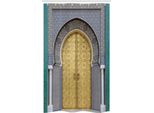 Abakuhaus Tenda Da Doccia Marocchina Stretta, Porte Antiche, Set Decorativo Per Bagno In Tessuto Con Ganci, 120 X 180 Cm, Giallo Verde Acqua Blu
