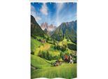 Abakuhaus Berg Tenda Da Doccia Stretta, Alpi In Primavera, Set Decorativo Per Bagno In Tessuto Con Ganci, 120 X 180 Cm, Verde Blu