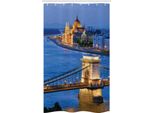 Abakuhaus Europa Tenda Da Doccia Stretta, Ponte Sul Fiume Di Budapest, Set Decorativo Per Bagno In Tessuto Con Ganci, 120 X 180 Cm, Multicolore