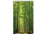 Abakuhaus Tenda Da Doccia Stretta Con Motivo Bosco, Foglie Bosco Estate, Set Decorativo Per Bagno In Tessuto Con Ganci, 120 X 180 Cm, Verde