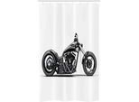 Abakuhaus Grigio Nero Tenda Da Doccia Stretta, Personalizzata Con Motocicletta, Set Decorativo Per Bagno In Tessuto Con Ganci, 120 X 180 Cm, Grigio Nero Bianco