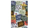 Abakuhaus Tenda Da Doccia Stretta Retrò, Piatto Da Viaggio Vintage, Set Decorativo Per Bagno In Tessuto Con Ganci, 120 X 180 Cm, Verde Blu Giallo