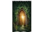 Abakuhaus Tenda Da Doccia Stretta Verde, Mystic Vivid Sun Beams, Set Decorativo Per Bagno In Tessuto Con Ganci, 120 X 180 Cm, Verde E Marrone