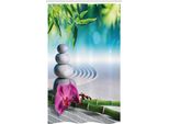 Abakuhaus Zen Tenda Da Doccia Stretta, Spa Sand Orchid Blume, Set Decorativo Per Bagno In Tessuto Con Ganci, 120 X 180 Cm, Verde Felce, Fucsia, Blu