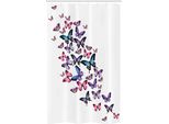 Abakuhaus Tenda Da Doccia Stretta Con Farfalle, Ali Femminili, Set Decorativo Per Bagno In Tessuto Con Ganci, 120 X 180 Cm, Blu Lilla Rosa