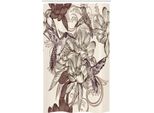 Abakuhaus Tenda Da Doccia Stretta Kolibri, Motivo Uccelli E Fiori, Set Decorativo Per Bagno In Tessuto Con Ganci, 120 X 180 Cm, Marrone Avorio