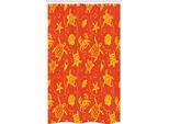 Abakuhaus Tenda Da Doccia Stretta Arancione, Tartarughe Gialle E Granchi, Set Decorativo Per Bagno In Tessuto Con Ganci, 120 X 180 Cm, Arancione Bruciato Giallo