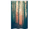 Abakuhaus Tenda Da Doccia Stretta Con Motivo Bosco, Bosco Autunnale, Set Decorativo Per Bagno In Tessuto Con Ganci, 120 X 180 Cm, Verde Scuro Rosso Corallo