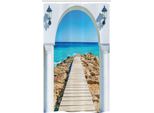 Abakuhaus Tenda Da Doccia Stretta, Mare Con Costa Frastagliata, Set Decorativo Per Bagno In Tessuto Con Ganci, 120 X 180 Cm, Blu Acquamarina