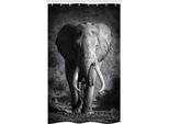 Abakuhaus Tenda Da Doccia Grigia Stretta, Elefante Esotico, Set Decorativo Per Bagno In Tessuto Con Ganci, 120 X 180 Cm, Grigio