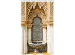 Abakuhaus Tenda Da Doccia Marocchina Stretta, Stile Vintage Orientale, Set Decorativo Per Bagno In Tessuto Con Ganci, 120 X 180 Cm, Avorio Marrone Chiaro Blu
