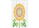 Abakuhaus Tenda Da Doccia Bianca Stretta, Disegno Mandala Girasole, Set Decorativo Per Bagno In Tessuto Con Ganci, 120 X 180 Cm, Giallo, Bianco E Verde