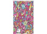Abakuhaus Fantastico Tenda Da Doccia Stretta, Funky 60S Retro Fun, Set Decorativo Per Bagno In Tessuto Con Ganci, 120 X 180 Cm, Multicolore