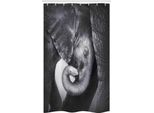 Abakuhaus Tenda Da Doccia Grigia Stretta, Mamma Elefante E Cucciolo, Set Decorativo Per Bagno In Tessuto Con Ganci, 120 X 180 Cm, Grigio Antracite Chiaro