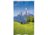 Abakuhaus Berg Tenda Da Doccia Stretta, Alpi Con Prato Flora, Set Decorativo Per Bagno In Tessuto Con Ganci, 120 X 180 Cm, Verde Blu