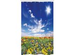 Abakuhaus Tenda Da Doccia Colorata E Stretta, Cielo Nuvoloso Con Fiori, Set Decorativo Per Bagno In Tessuto Con Ganci, 120 X 180 Cm, Multicolore