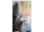 Abakuhaus Tenda Da Doccia Tropicale Stretta, Arte Grunge Con Palme, Set Decorativo Per Bagno In Tessuto Con Ganci, 120 X 180 Cm, Beige