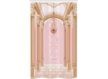Abakuhaus Tenda Da Doccia Rosa Stretta, Lampadario Da Soffitto Castle, Set Decorativo Per Bagno In Tessuto Con Ganci, 120 X 180 Cm, Rosa Pesca Cipria