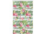 Abakuhaus Tenda Da Doccia Stretta Flamingo, Foglia Esotica Hawaii, Set Decorativo Per Bagno In Tessuto Con Ganci, 120 X 180 Cm, Verde Bianco Rosa