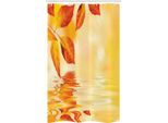 Abakuhaus Tenda Da Doccia Stretta Arancione, Sun View Leaves, Set Decorativo Per Bagno In Tessuto Con Ganci, 120 X 180 Cm, Arancione Giallo