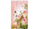 Abakuhaus Tenda Da Doccia Stretta Con Motivo A Farfalle, Rose Femminili In Fiore, Set Decorativo Per Bagno In Tessuto Con Ganci, 120 X 180 Cm, Multicolore