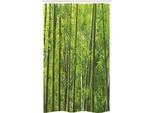 Abakuhaus Tenda Da Doccia Stretta Verde, Bambù Tropicale Esotico, Set Decorativo Per Bagno In Tessuto Con Ganci, 120 X 180 Cm, Verde