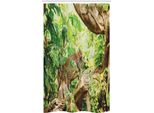 Abakuhaus Tenda Da Doccia Stretta Leopard, Tropic Wild Jungle Leaf, Set Decorativo Per Bagno In Tessuto Con Ganci, 120 X 180 Cm, Marrone Verde