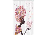 Abakuhaus Tenda Da Doccia Estiva Stretta, Farfalle E Fiori, Set Decorativo Per Bagno In Tessuto Con Ganci, 120 X 180 Cm, Multicolore