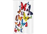 Abakuhaus Tenda Da Doccia Stretta Con Motivo A Farfalle, Joy Wildblumen Wandern, Set Decorativo Per Bagno In Tessuto Con Ganci, 120 X 180 Cm, Multicolore