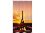 Abakuhaus Torre Eiffel Tenda Da Doccia Stretta, Sun View Old Paris, Set Decorativo Per Bagno In Tessuto Con Ganci, 120 X 180 Cm, Calendula Marrone Cipria Rosa