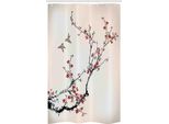 Abakuhaus Tenda Da Doccia Stretta Con Motivi Floreali, Uccelli Artistici, Set Decorativo Per Bagno In Tessuto Con Ganci, 120 X 180 Cm, Nero