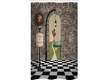 Abakuhaus Caricatura Tenda Da Doccia Stretta, Motivo Fiabesco, Set Decorativo Per Bagno In Tessuto Con Ganci, 120 X 180 Cm, Multicolore