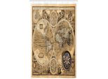 Abakuhaus Antico Tenda Da Doccia Stretta, Una Mappa Dettagliata Del Mondo, Set Decorativo Per Bagno In Tessuto Con Ganci, 120 X 180 Cm, Marrone Chiaro Nero Marrone
