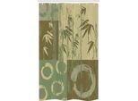 Abakuhaus Tenda Da Doccia Stretta Verde, Bambù Vintage, Set Decorativo Per Bagno In Tessuto Con Ganci, 120 X 180 Cm, Verde