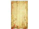 Abakuhaus Tenda Da Doccia Asiatica Stretta, Tronchi Di Bambù E Fiori, Set Decorativo Per Bagno In Tessuto Con Ganci, 120 X 180 Cm, Rosso Cinabro Senape