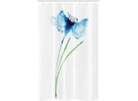 Abakuhaus Tenda Da Doccia Stretta Con Motivi Floreali, Cornflower Botanik, Set Decorativo Per Bagno In Tessuto Con Ganci, 120 X 180 Cm, Verde Bianco Blu