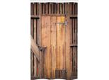 Abakuhaus Tenda Da Doccia Rustica Stretta, Dated TüR Barn House, Set Decorativo Per Bagno In Tessuto Con Ganci, 120 X 180 Cm, Cioccolato