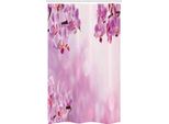 Abakuhaus Tenda Da Doccia Rosa Stretta, Orchid Primavera Petali Spa, Set Decorativo Per Bagno In Tessuto Con Ganci, 120 X 180 Cm, Rosa