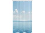 Abakuhaus Tenda Da Doccia Stretta Blu E Bianca, Paesaggio Tropicale, Set Decorativo Per Bagno In Tessuto Con Ganci, 120 X 180 Cm, Blu E Bianco