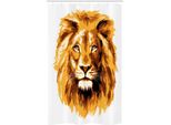 Abakuhaus Africa Tenda Da Doccia Stretta, Arte Tropicale Safari Leone, Set Decorativo Per Bagno In Tessuto Con Ganci, 120 X 180 Cm, Arancione Bianco