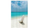 Abakuhaus Viaggio Tenda Da Doccia Stretta, Maldive Spiaggia Sunny Day, Set Decorativo Per Bagno In Tessuto Con Ganci, 120 X 180 Cm, Turchese Grigio Bianco