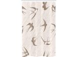 Abakuhaus Tenda Da Doccia Astratta Stretta, Uccelli In Volo, Set Decorativo Per Bagno In Tessuto Con Ganci, 120 X 180 Cm, Beige Marrone